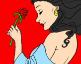 Desenho Princesa com uma rosa pintado por karollyna