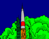 Desenho Lançamento foguete pintado por marcelo