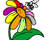 Desenho Margarida com abelha pintado por  FLOR