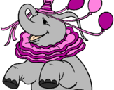Desenho Elefante com 3 balões pintado por rebeca