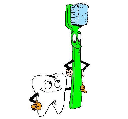Desenho Dentes e escova de dentes pintado por nedy amigos inseparaveis