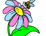 Desenho Margarida com abelha pintado por Mariana