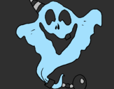 Desenho Fantasma com chapéu de festa pintado por gustavo