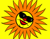 Desenho Sol com óculos de sol pintado por maraleo