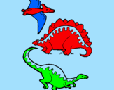 Desenho Três classes de dinossauros pintado por EDUARDO