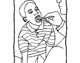 Desenho Exame à garganta pintado por calvin