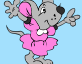 Desenho Rata com vestido pintado por kattia