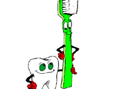Desenho Dentes e escova de dentes pintado por priscila