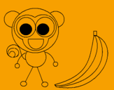 Desenho Macaco 2 pintado por Carolina 3 Anos
