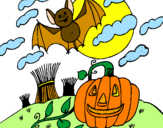 Desenho Paisagem Halloween pintado por nicolas