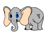 Desenho Elefante pequeno pintado por riscas