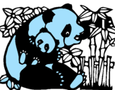 Desenho Mamã panda pintado por diego