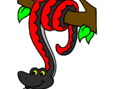 Desenho Serpente pendurada numa árvore pintado por IAGO