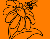 Desenho Margarida com abelha pintado por izaura