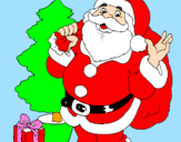 Desenho Santa Claus e uma árvore de natal pintado por danizinha