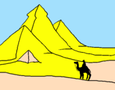 Desenho Paisagem com pirâmides pintado por guilherme