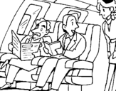 Desenho Passageiros no avião pintado por bombeiro