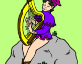 Desenho Duende a tocar harpa pintado por Thayame****