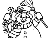 Desenho Boneco de neve com cachecol pintado por EU