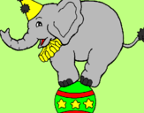 Desenho Elefante em cima de uma bola pintado por Luciano