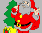 Desenho Santa Claus e uma árvore de natal pintado por david luan