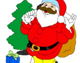 Desenho Santa Claus e uma árvore de natal pintado por Matheus Vargas