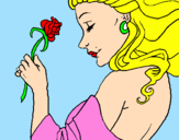 Desenho Princesa com uma rosa pintado por emile