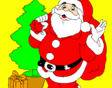 Desenho Santa Claus e uma árvore de natal pintado por TARCiSiO