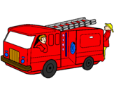 Desenho Bombeiros no camião  pintado por Brunno
