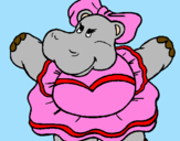 Desenho Hipopótamo com laço pintado por mike