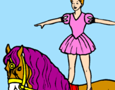 Desenho Trapezista em cima do cavalo pintado por gui