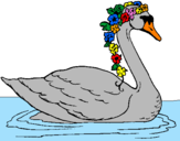 Desenho Cisne com flores pintado por Cissa
