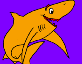 Desenho Tiburão alegre pintado por olha bruna colega mariana