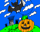 Desenho Paisagem Halloween pintado por malu