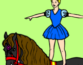 Desenho Trapezista em cima do cavalo pintado por INES S