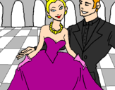 Desenho Princesa e príncipe no baile pintado por andrezza cristina