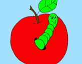 Desenho Maçã com lagarto pintado por ana luiza