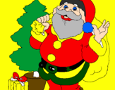 Desenho Santa Claus e uma árvore de natal pintado por  caio