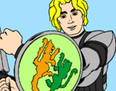 Desenho Cavaleiro com escudo de leão pintado por Vinicius