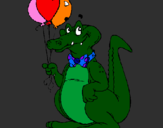 Desenho Crocodilo com balões pintado por yas