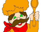 Desenho Chefe com bigode pintado por Lucas