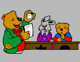Desenho Professor urso e seus alunos pintado por puca garu