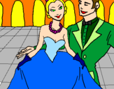 Desenho Princesa e príncipe no baile pintado por PEDRO