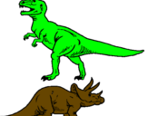 Desenho Tricerátopo e tiranossauro rex pintado por JOAO PEDRO