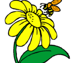 Desenho Margarida com abelha pintado por amanda