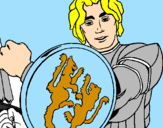 Desenho Cavaleiro com escudo de leão pintado por leonardo
