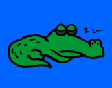 Desenho Crocodilo a dormir pintado por Riscas