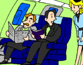 Desenho Passageiros no avião pintado por palloma