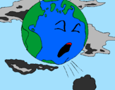 Desenho Terra doente pintado por gabi