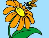 Desenho Margarida com abelha pintado por Alexandra
